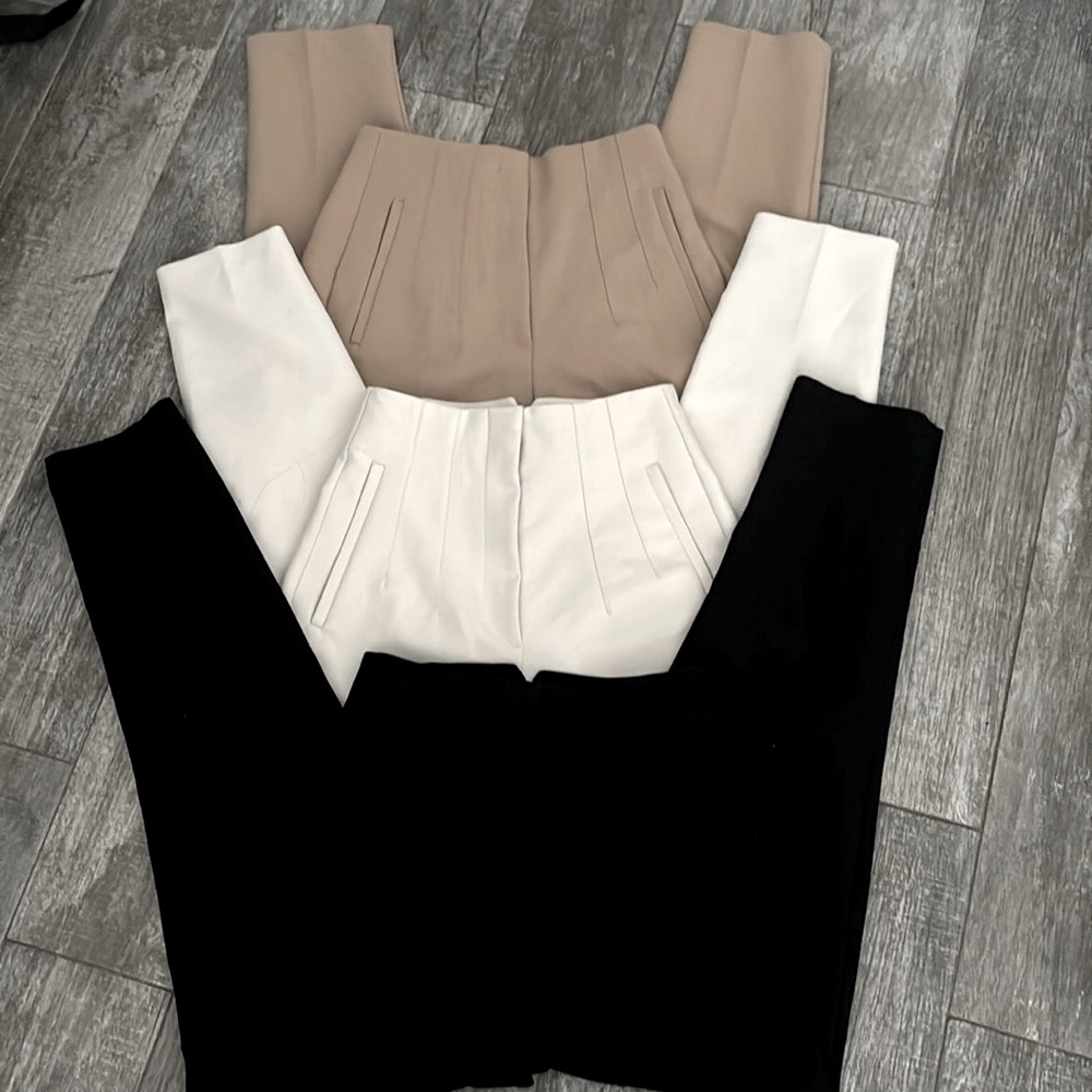Zara High Waisted Trousers 3 piece neutral set